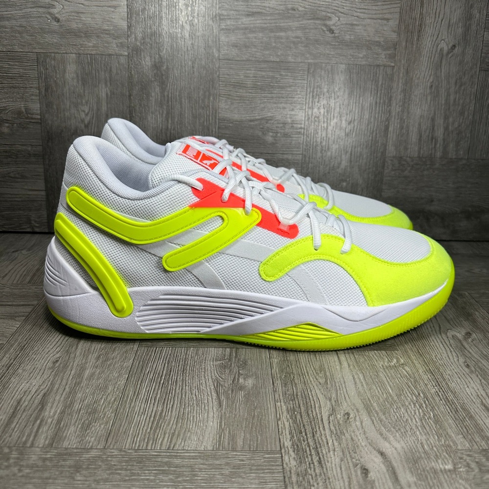 Puma TRC Blaze Court Basketball Mens 15 White Fizzy Lime Red NEW 377400-01